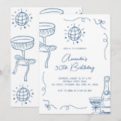 Whimsical Hand Drawn 30th Birthday Party Kaart (Voorkant / Achterkant)