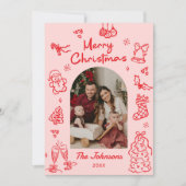 Whimsical Hand Drawn Arch Photo Christmas Feestdagenkaart (Voorkant)