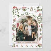 Whimsical Hand Drawn Arch Photo Merry Christmas Feestdagenkaart (Voorkant)