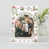 Whimsical Hand Drawn Arch Photo Merry Christmas Feestdagenkaart (Staand voorkant)