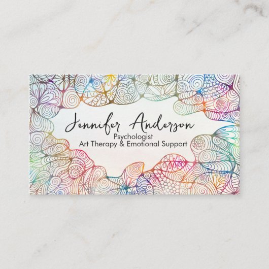 Whimsical Hand-Drawn Art Therapist  Visitekaartje (Voorkant)