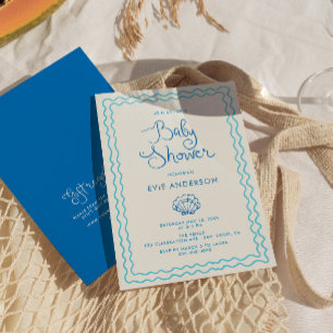 Whimsical Hand Drawn Beach Baby shower Kaart