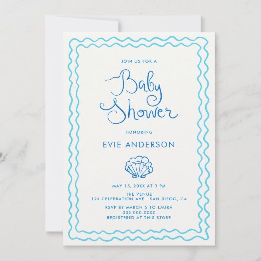 Whimsical Hand Drawn Beach Baby shower Kaart (Voorkant)