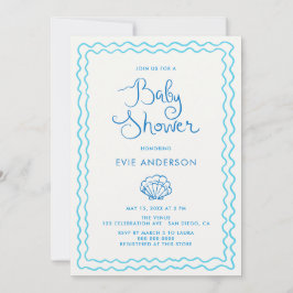 Whimsical Hand Drawn Beach Baby shower Kaart