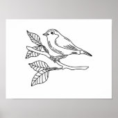 Whimsical Hand-Drawn Bird Illustration Poster (Voorkant)