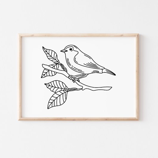 Whimsical Hand-Drawn Bird Illustration Poster