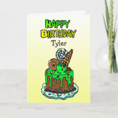 Whimsical Hand Drawn Birthday Cake Personalized Kaart (Voorkant)