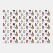 Whimsical Hand Drawn Birthday Cupcakes Inpakpapier Vel (Voorkant)