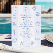 Whimsical Hand Drawn Blue Beach Vrijgezellenfeest Kaart