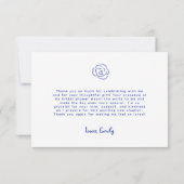 Whimsical Hand Drawn Blue Bow Bridal Shower Bedankkaart (Achterkant)