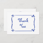 Whimsical Hand Drawn Blue Bow Bridal Shower Bedankkaart (Voorkant / Achterkant)