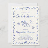 Whimsical Hand Drawn Blue Cream Vrijgezellenfeest Kaart (Voorkant)