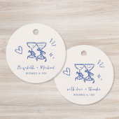 Whimsical Hand Drawn Blue Cream Wedding Thank You Bedankjes Labels