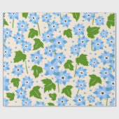 Whimsical Hand-Drawn Blue Forget-Me-Not Botanical Cadeaupapier (Vlak)