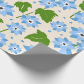 Whimsical Hand-Drawn Blue Forget-Me-Not Botanical Cadeaupapier (Hoek)