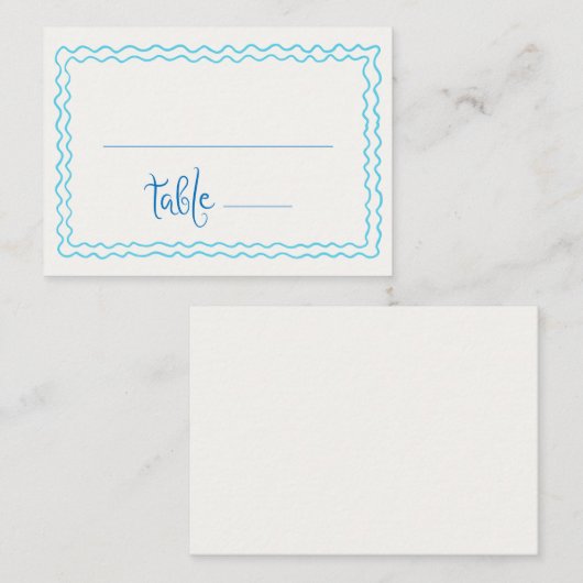 Whimsical Hand Drawn Blue Squiggle Lijst Plaatskaartje (Voorkant / Achterkant)