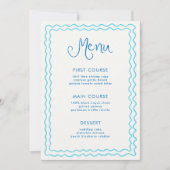 Whimsical Hand Drawn Blue Squiggle Menu Kaart (Voorkant)