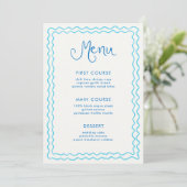 Whimsical Hand Drawn Blue Squiggle Menu Kaart (Staand voorkant)