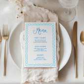 Whimsical Hand Drawn Blue Squiggle Menu Kaart