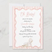 Whimsical Hand Drawn Blush Pink Girl Baby Shower Kaart (Voorkant)