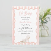 Whimsical Hand Drawn Blush Pink Girl Baby Shower Kaart (Staand voorkant)