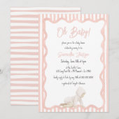 Whimsical Hand Drawn Blush Pink Girl Baby Shower Kaart (Voorkant / Achterkant)