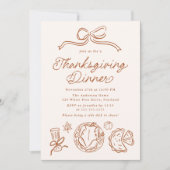 Whimsical Hand-Drawn Bow and Doodles Thanksgiving Kaart (Voorkant)