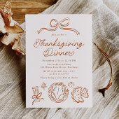 Whimsical Hand-Drawn Bow and Doodles Thanksgiving Kaart