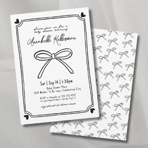 Whimsical Hand Drawn Bow Baby shower Kaart