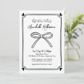 Whimsical Hand Drawn Bow Baby shower Kaart (Staand voorkant)