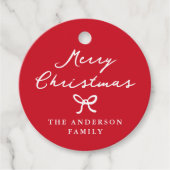 Whimsical Hand-Drawn Bow Christmas Gift Label (Voorkant)