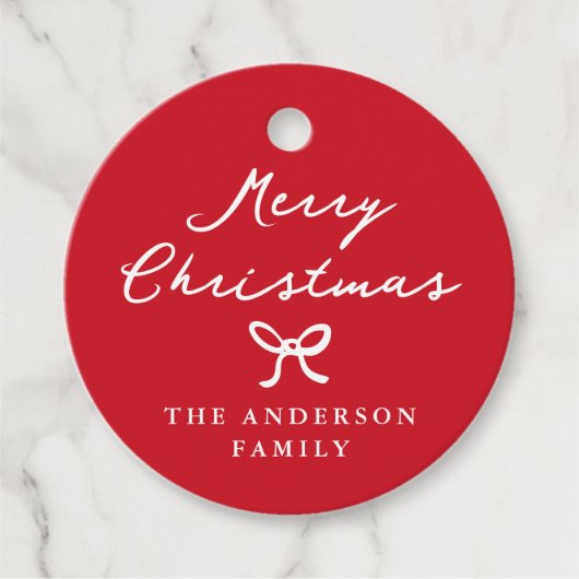 Whimsical Hand-Drawn Bow Christmas Gift Label (Voorkant)