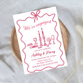 Whimsical Hand Drawn Bow Engagement Party Kaart