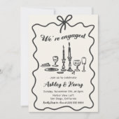 Whimsical Hand Drawn Bow Engagement Party Kaart (Voorkant)
