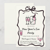 Whimsical Hand Drawn Bow Frame New Year Eve Party Kaart (Voorkant / Achterkant)