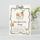 Whimsical Hand Drawn Bow Frame New Year Eve Party Kaart (Staand voorkant)
