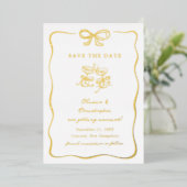 Whimsical Hand Drawn Bow Frame Save the Date Folie Uitnodiging (Staand Voorkant)