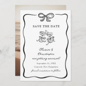 Whimsical Hand Drawn Bow Frame Save the Date Kaart (Voorkant / Achterkant)