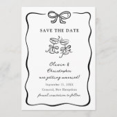 Whimsical Hand Drawn Bow Frame Save the Date Kaart (Voorkant)