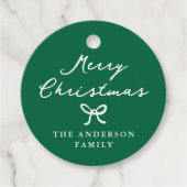 Whimsical Hand-Drawn Bow Green Christmas Gift Labe Bedankjes Labels (Voorkant)