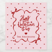Whimsical Hand Drawn Bow Happy Valentine's Day Wijn Etiket (Enkel label)