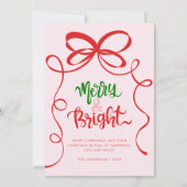 Whimsical Hand Drawn Bow Lijst Merry & Bright Feestdagenkaart (Voorkant)