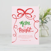 Whimsical Hand Drawn Bow Lijst Merry & Bright Feestdagenkaart (Staand voorkant)