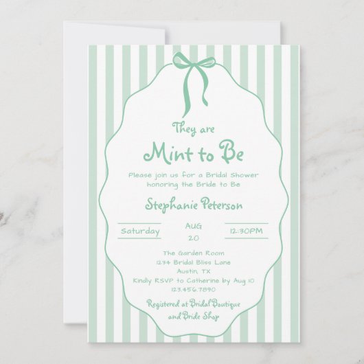 Whimsical Hand Drawn Bow Mint om Vrijgezellenfeest Kaart (Voorkant)