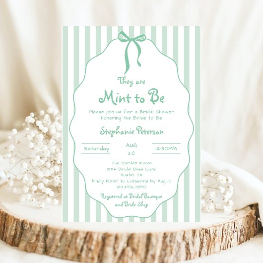 Whimsical Hand Drawn Bow Mint om Vrijgezellenfeest Kaart