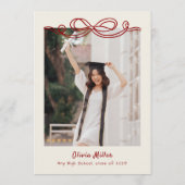 Whimsical Hand Drawn Bow Photo Graduation Party Kaart (Achterkant)