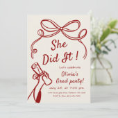 Whimsical Hand Drawn Bow Photo Graduation Party Kaart (Staand voorkant)