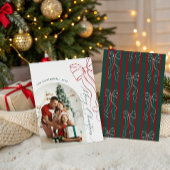 Whimsical Hand Drawn Bow Red Christmas Photo Card Feestdagenkaart