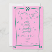 Whimsical Hand Drawn Bow Scribble Sla de datum op Kaart (Voorkant)