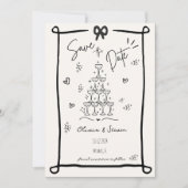 Whimsical Hand Drawn Bow Scribble Sla de datum op Kaart (Voorkant)